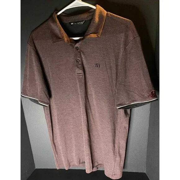 Travis Mathew Polo Shirt Mens L Maroon Anaheim Ducks Embroidered Golf - Picture 1 of 6